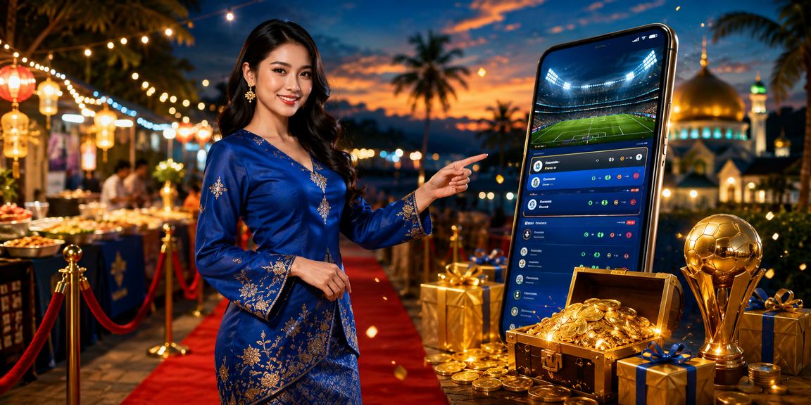 Pengguna Malaysia bermain loteri melalui telefon pintar dengan baju kurung